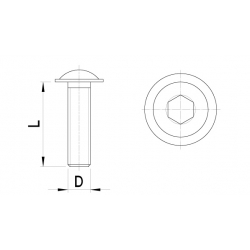Laagbolkopbout met kraag, inbus (5st)